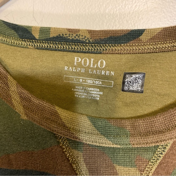 Polo Ralph Lauren Sweatshirt Crewneck Large  Pullover Camo Chenille Big Pony - Picture 3 of 6
